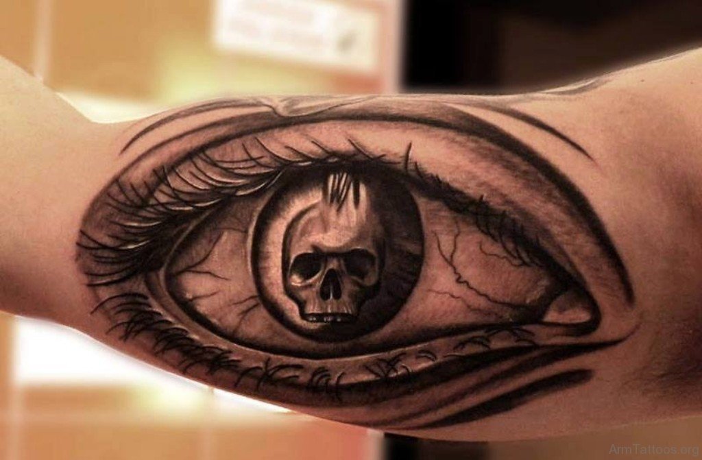 Eye tattoo on arm for men