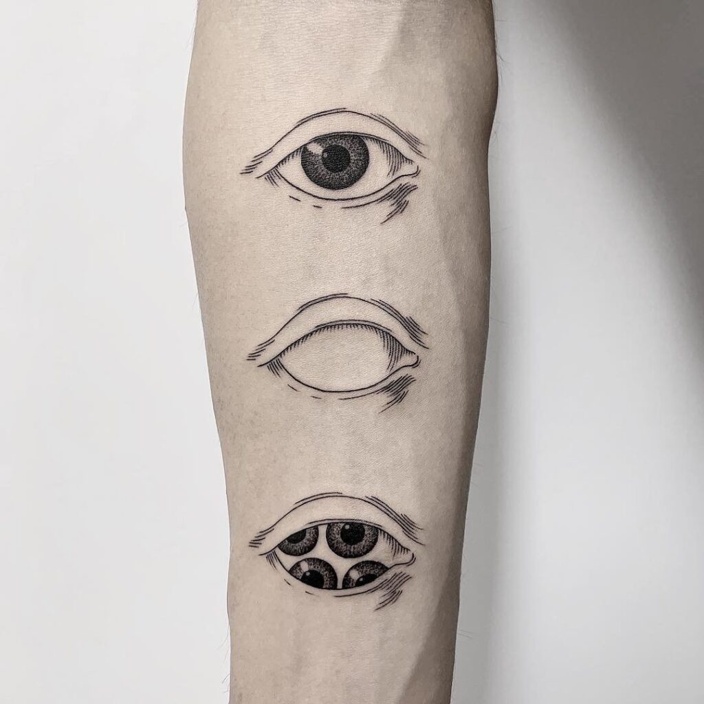 Eye tattoo on forearm for men