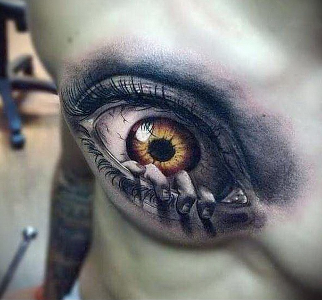 Eye tattoo on chest for men