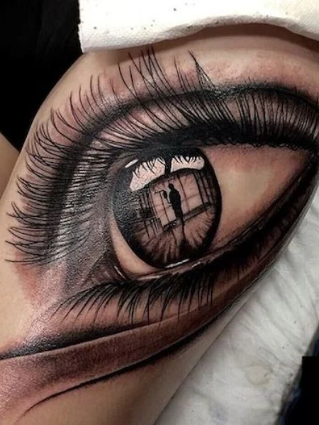 Eye tattoo on arm for men