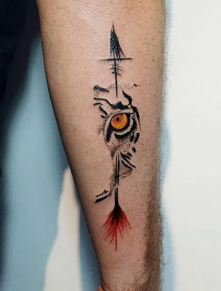 Eye tattoo on forearm for men