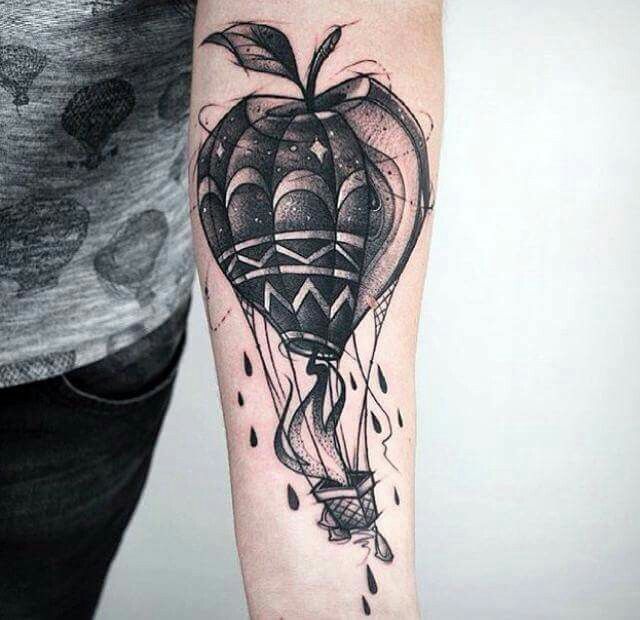 Balloon tattoo on forearm for men