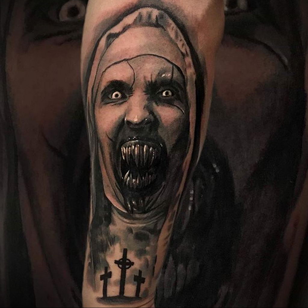 Horror tattoo on forearm for men