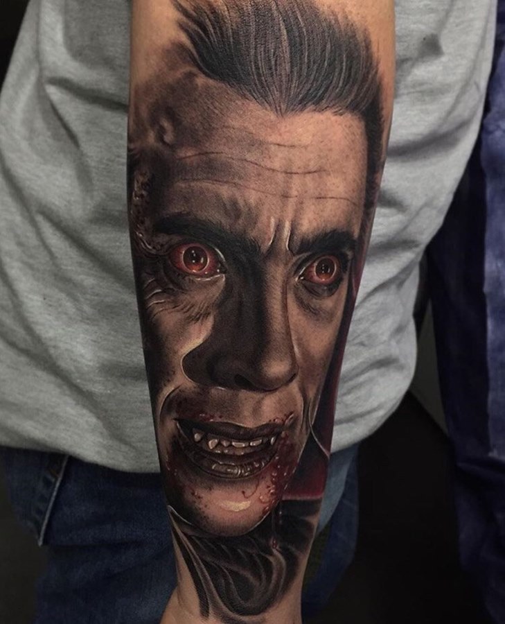 Horror tattoo on forearm for men