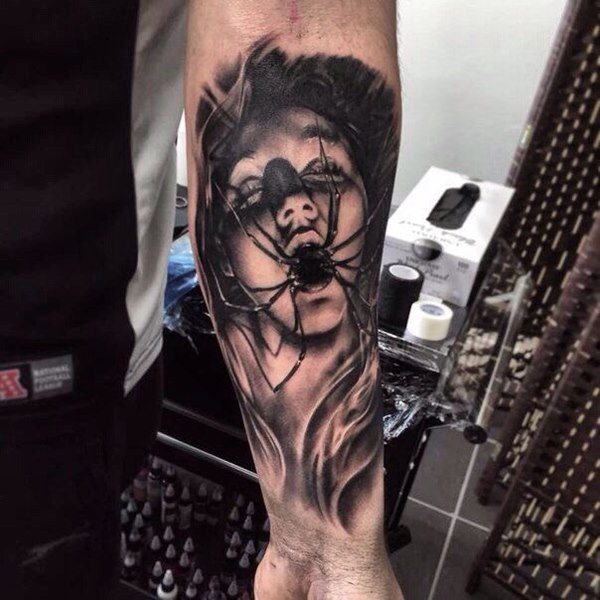 Horror tattoo on forearm for men