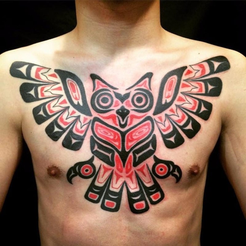 Hyde style tattoo on chest for men