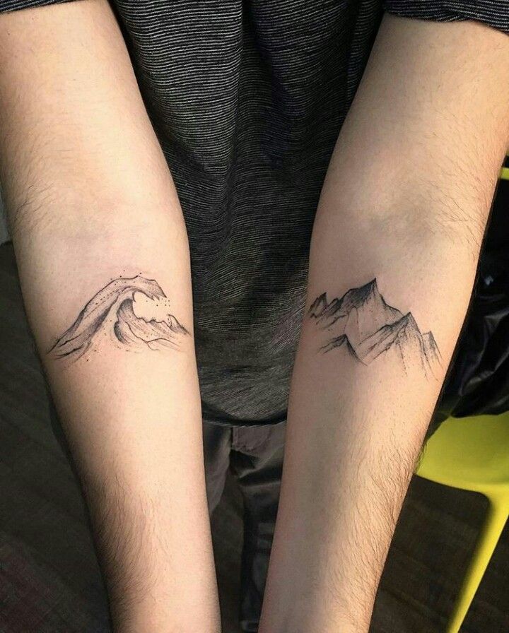 Mountain tattoo on forearm for men