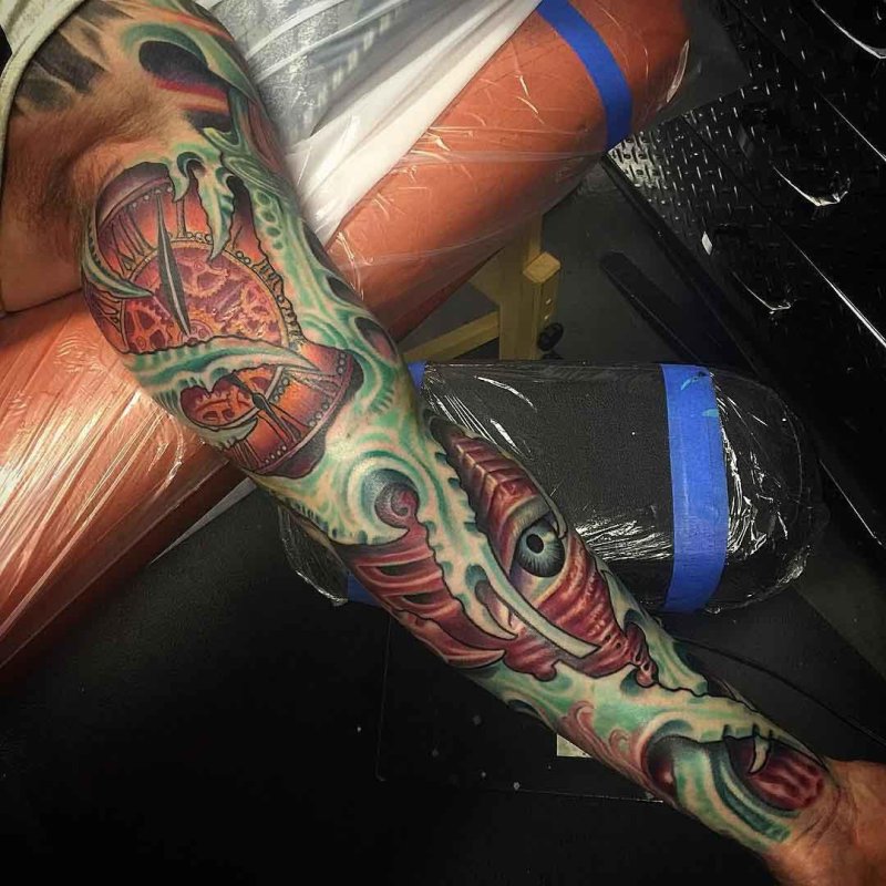 Organic tattoo on the arm for men