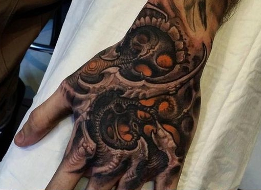 Organic style tattoo on the hand for men