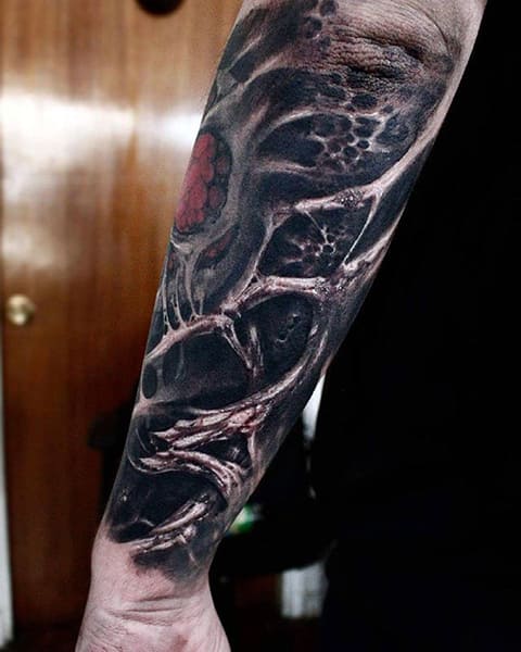 Organic style tattoo on the forearm for men