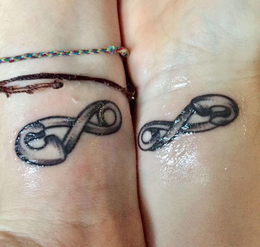 Pin tattoo on wrist for women