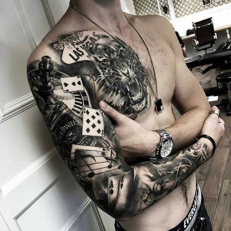 Tattoo of playing cards on the arm for men