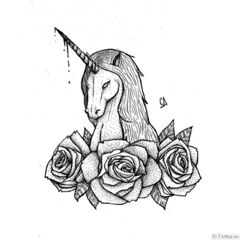 Unicorn tattoo sketch