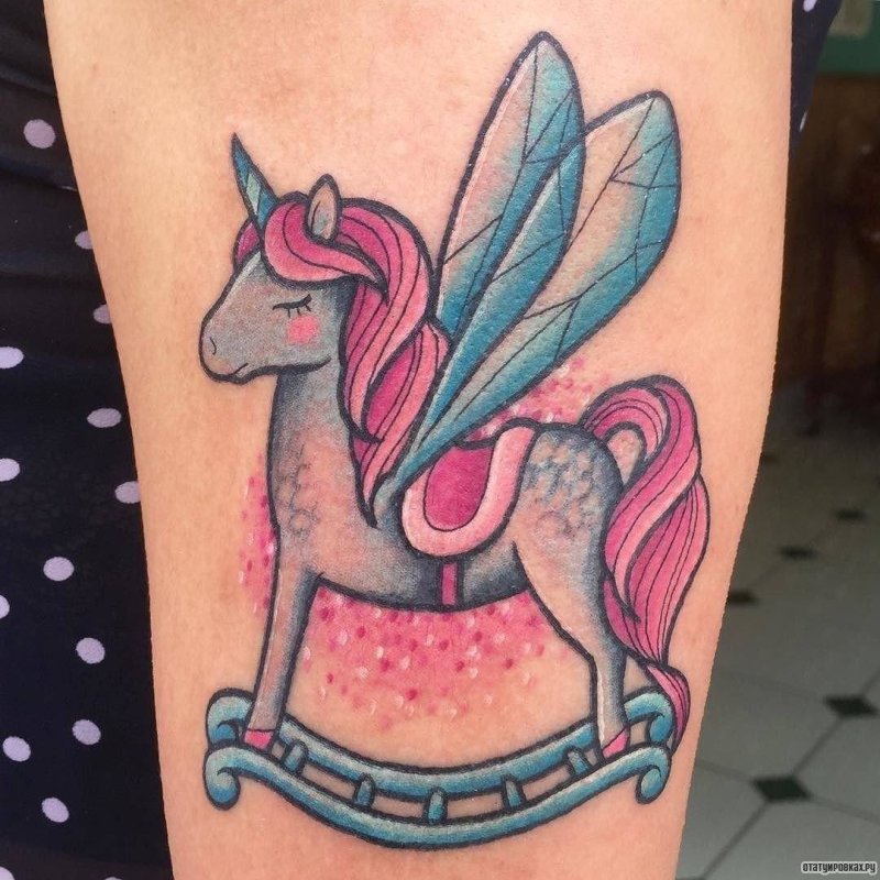 Unicorn tattoo on shoulder for women