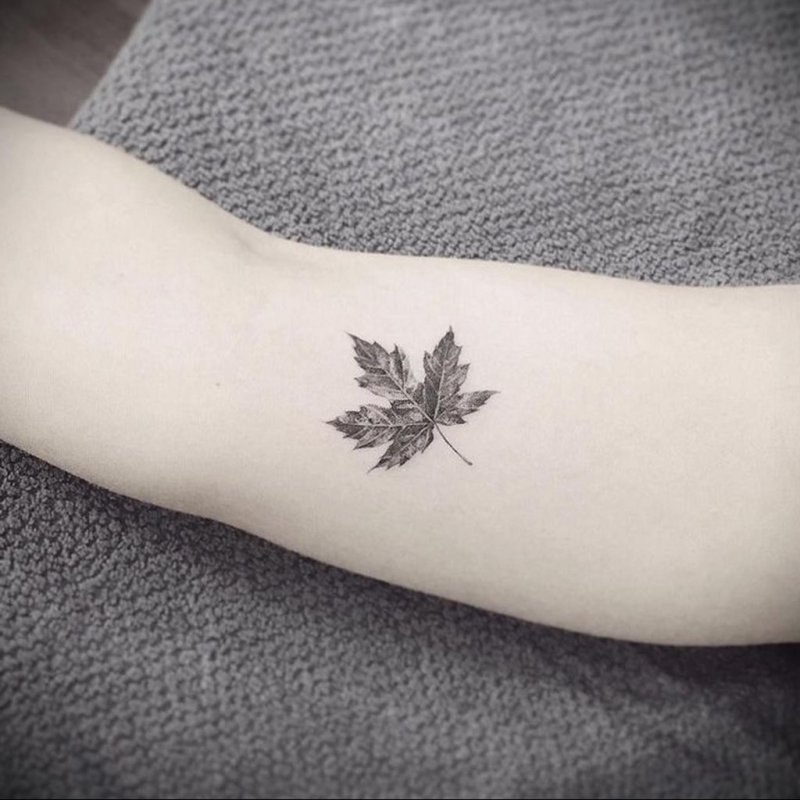 Maple leaf tattoo on arm for men