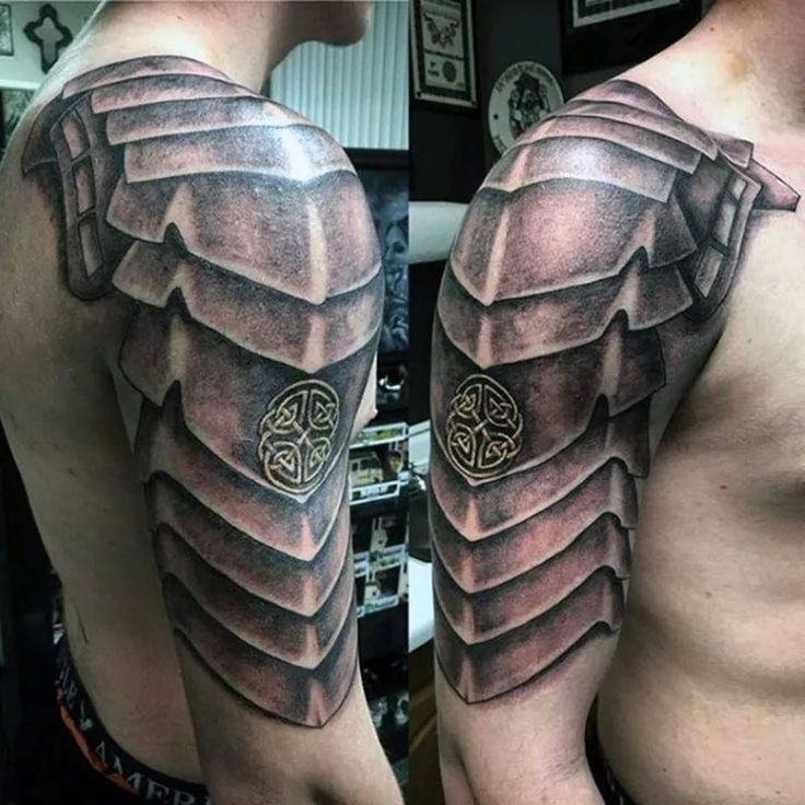 Armor tattoo on shoulder for men