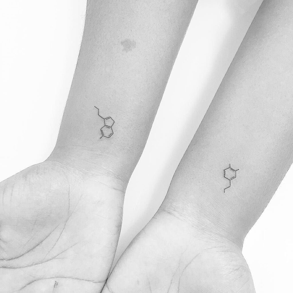 Minimalist style tattoo on hands for women and men