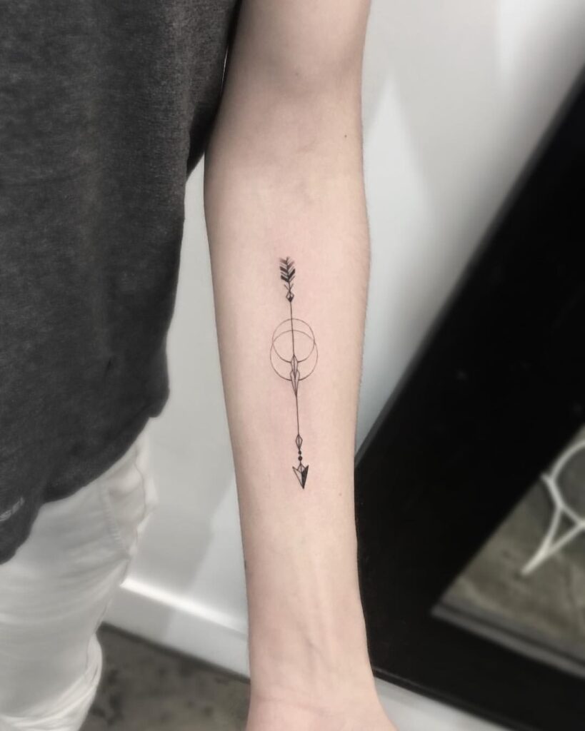 Minimalist style tattoo on the forearm for men