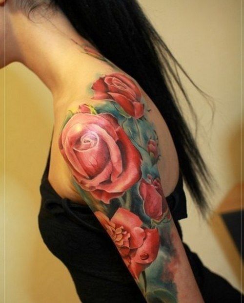 Realism style tattoo on the arm for women