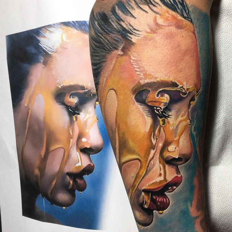 Realism style tattoo on forearm for men