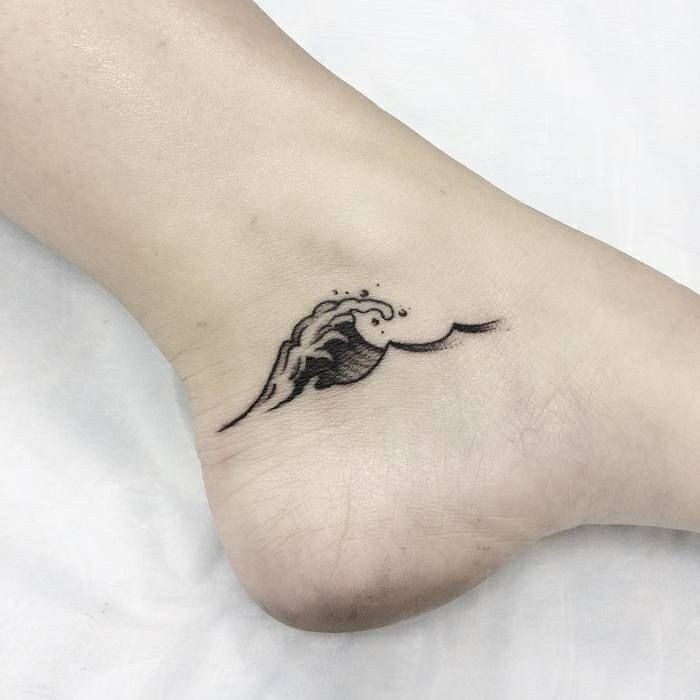 Ankle wave tattoo for women