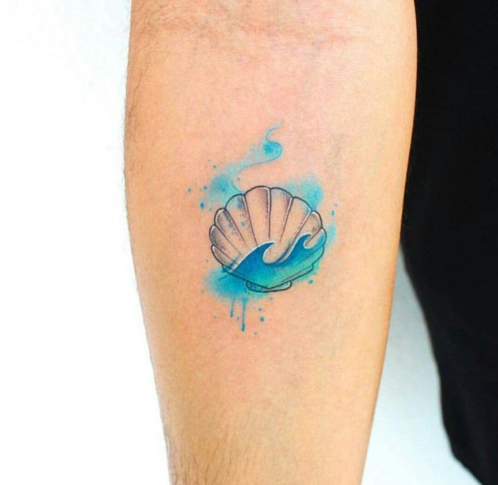 Wave tattoo on forearm for men