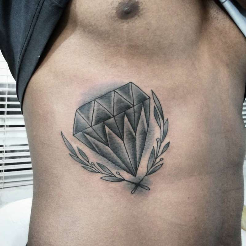  Large diamond tattoo on the side for men