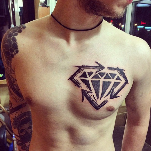 Diamond tattoo on chest for men