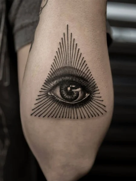 Eye tattoo on forearm for men