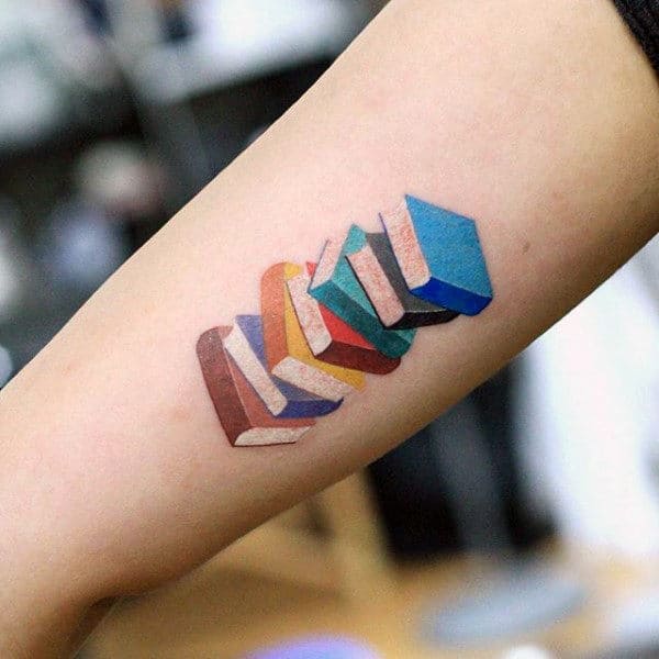 Book tattoo on arm for women