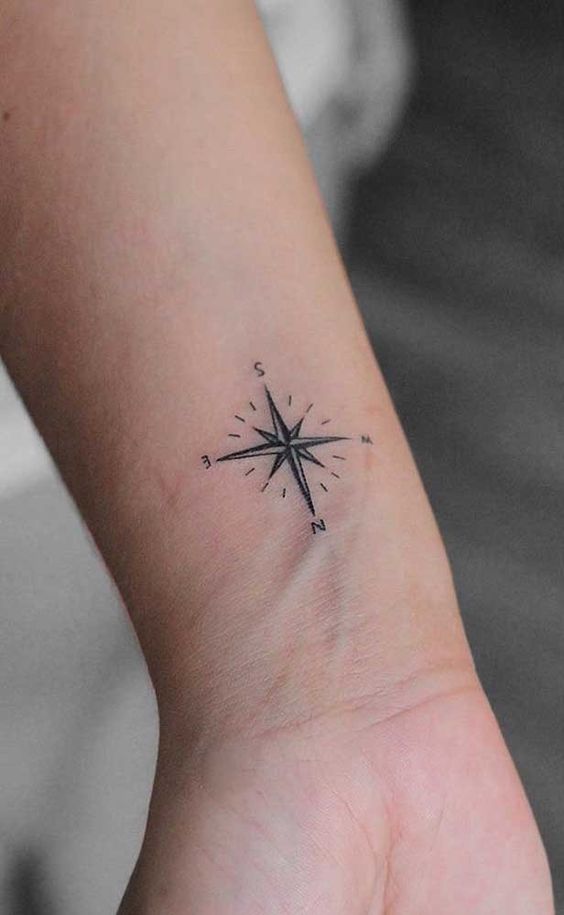 Compass tattoo on the arm for men