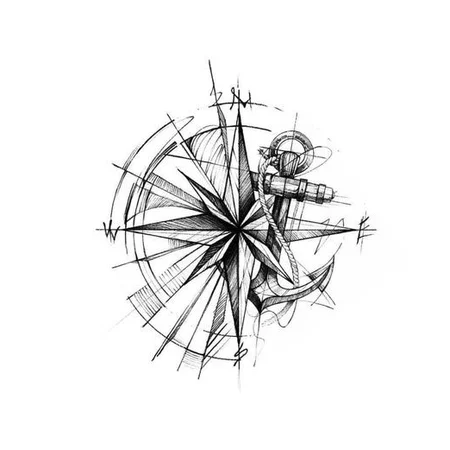 Compass tattoo sketch