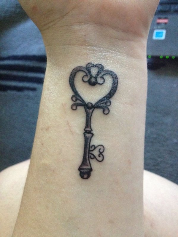 Wrist key tattoo for men