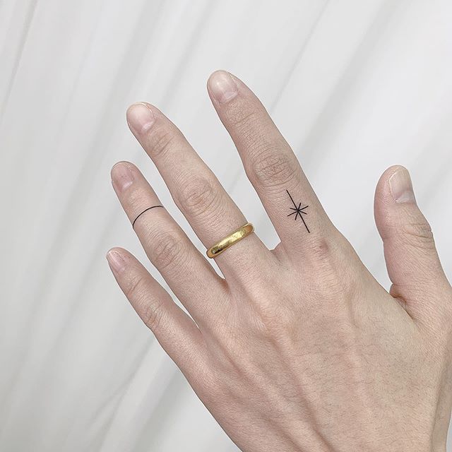 Ring tattoo on finger for women