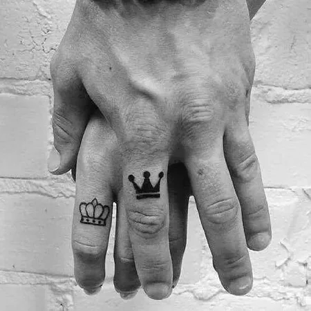 Crown tattoo on the finger for men and women